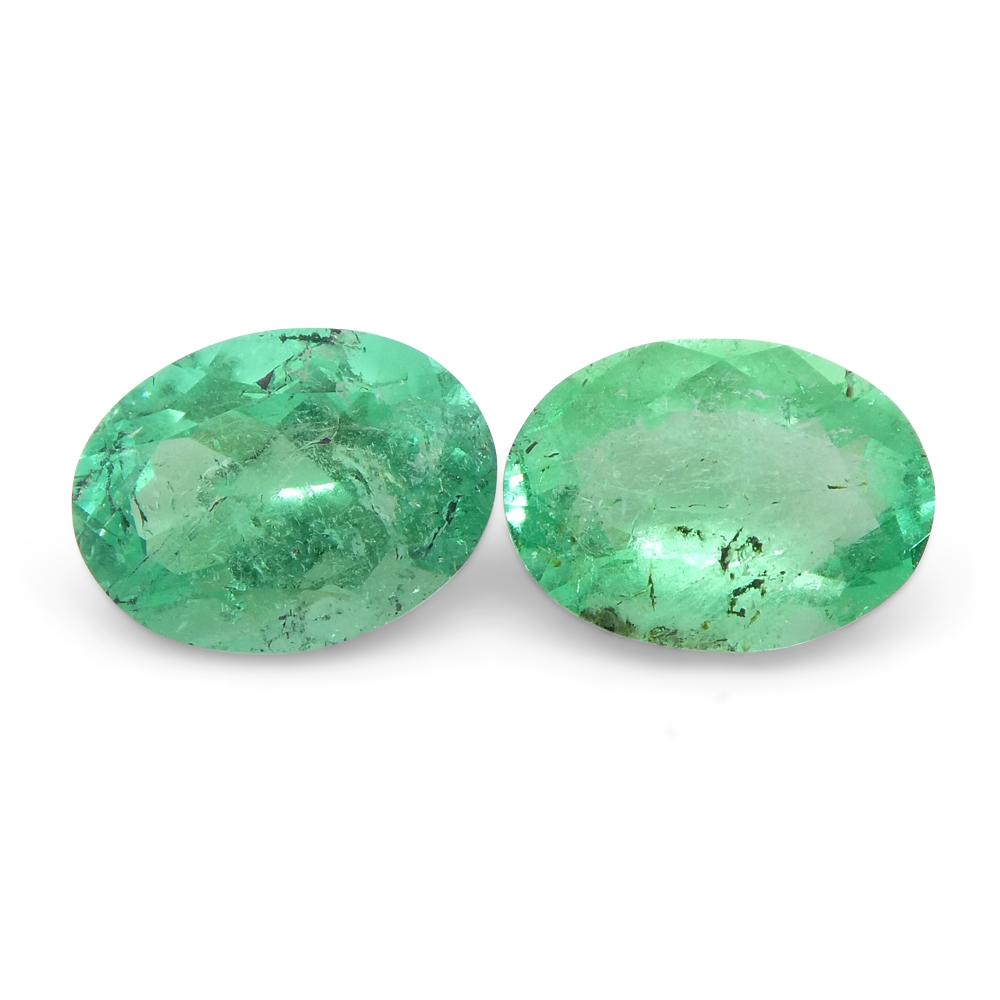 1.54ct Pair Oval Green Emerald from Colombia For Sale 12