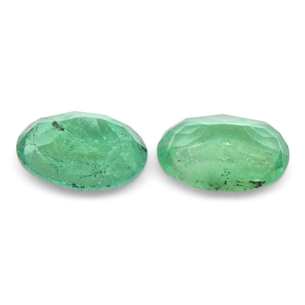 1.54ct Pair Oval Green Emerald from Colombia For Sale 14