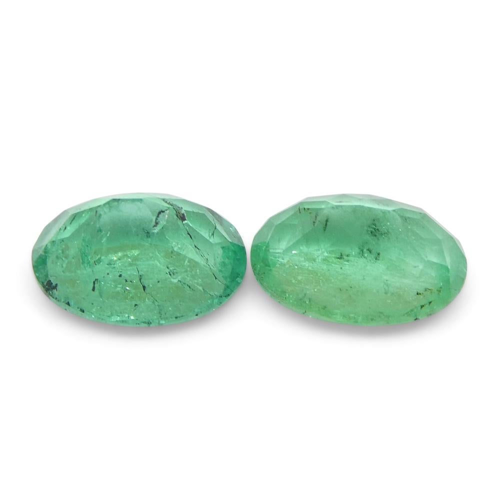 1.54ct Pair Oval Green Emerald from Colombia For Sale 15