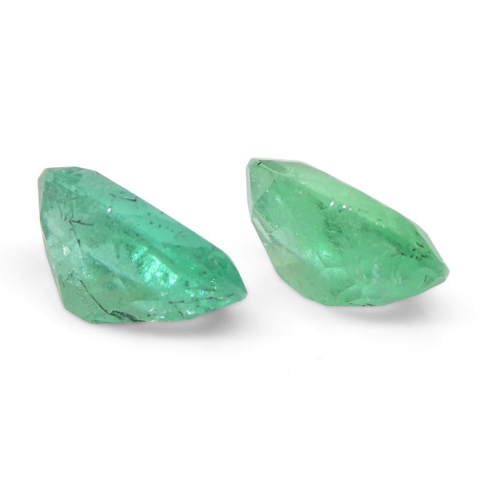 1.54ct Pair Oval Green Emerald from Colombia For Sale 1