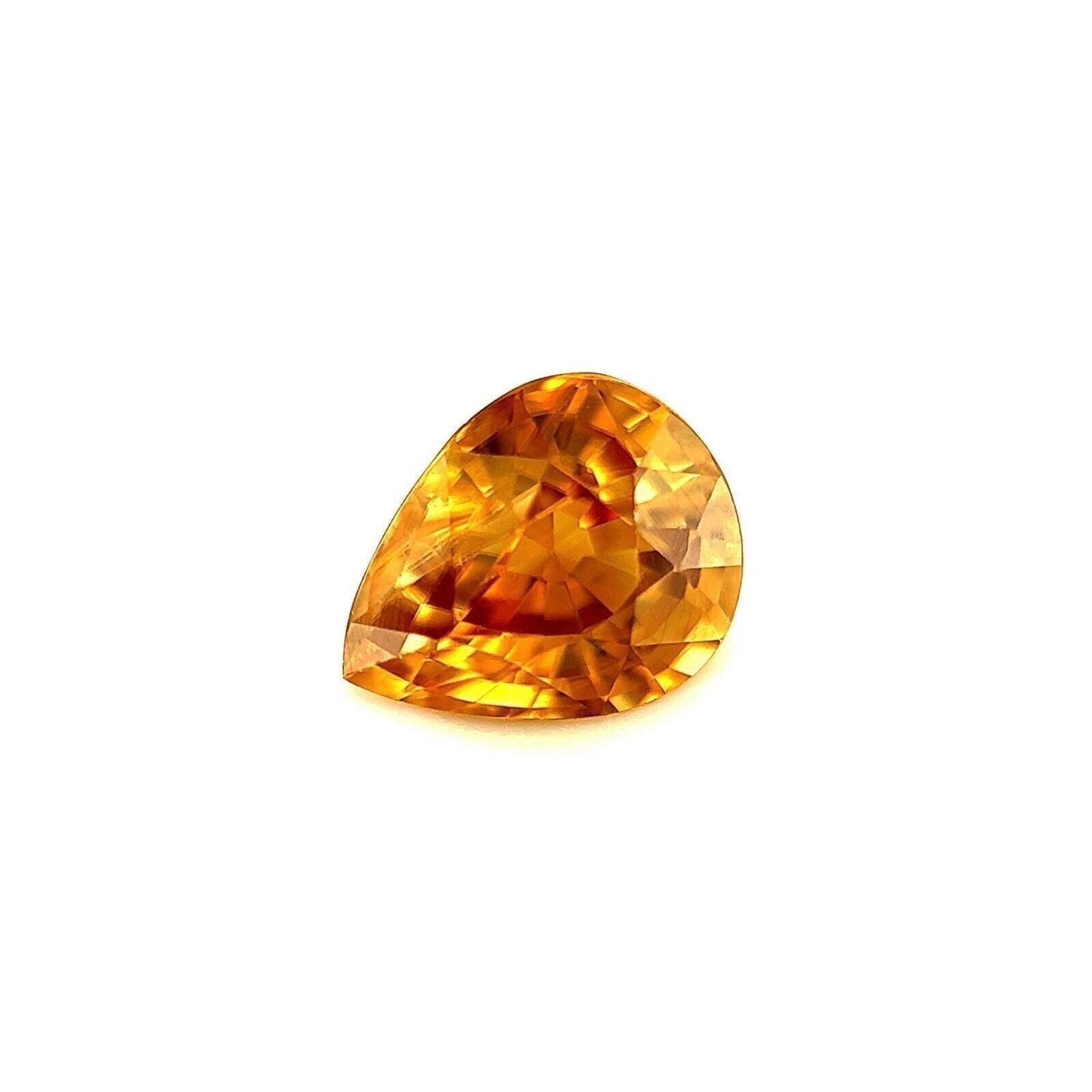 1.54ct Vivid Yellow Orange Natural Zircon Pear Cut Unheated Loose Gem 7.3x6mm

Natural Vivid Yellow Zircon.
1.54 Carat with a beautiful yellow colour and very good clarity, a clean stone with only some small natural inclusions visible when looking