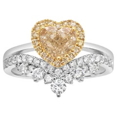 1.54ct Yellow Heart Diamond 18ct Yellow & White Gold Tiara Ring