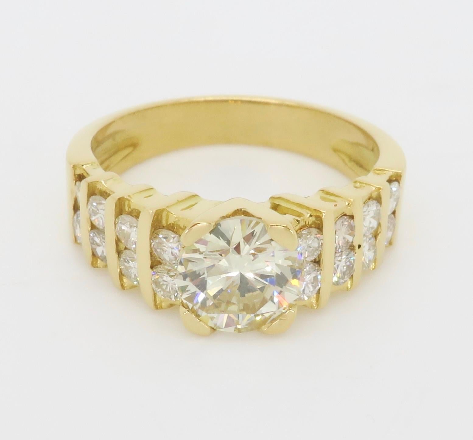 1.54ctw Diamond Encrusted Ring in 14k Yellow Gold In Excellent Condition For Sale In Webster, NY