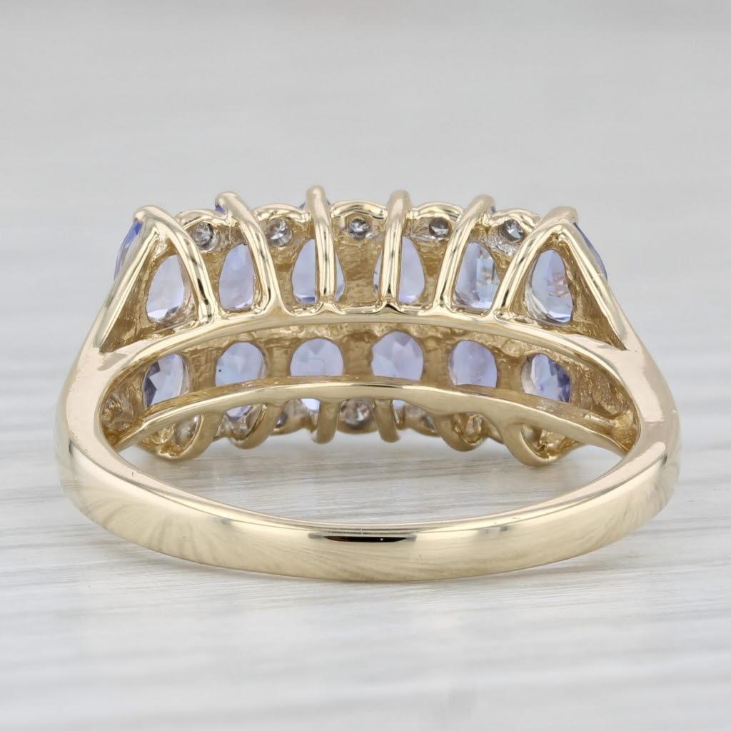 1.54ctw Tanzanite Cluster Diamond Ring 14k Yellow Gold Size 8 In Good Condition For Sale In McLeansville, NC