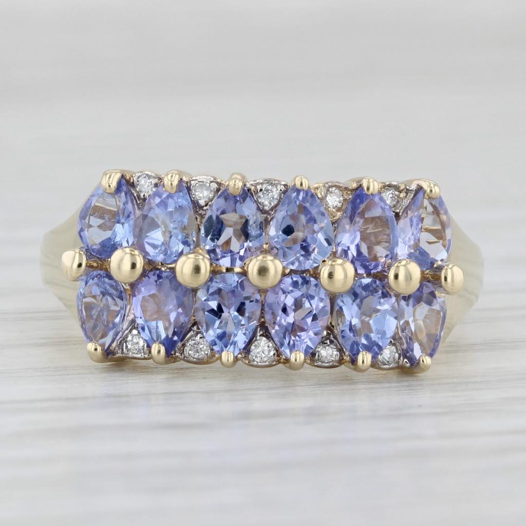 Women's 1.54ctw Tanzanite Cluster Diamond Ring 14k Yellow Gold Size 8 For Sale