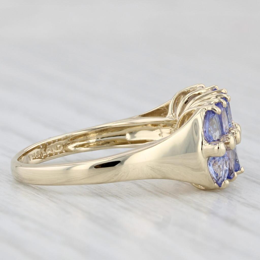 1.54ctw Tanzanite Cluster Diamond Ring 14k Yellow Gold Size 8 For Sale 1