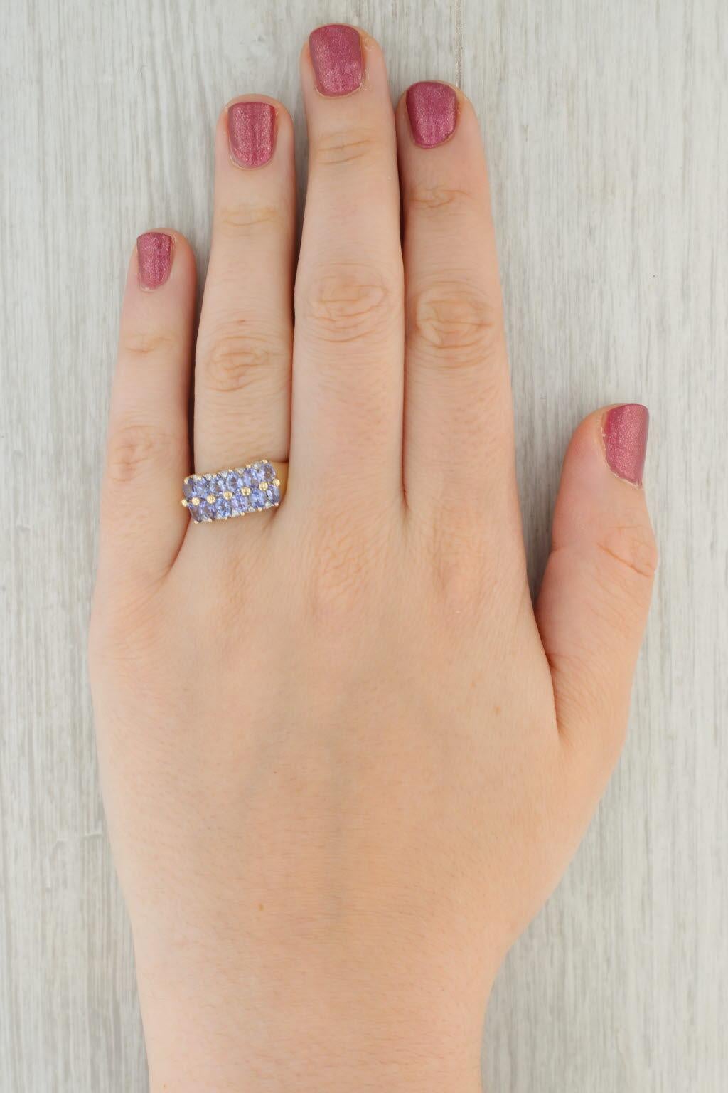 1.54ctw Tanzanite Cluster Diamond Ring 14k Yellow Gold Size 8 For Sale 3