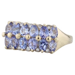 1,54 Karat Tansanit Cluster Diamantring 14k Gelbgold Größe 8