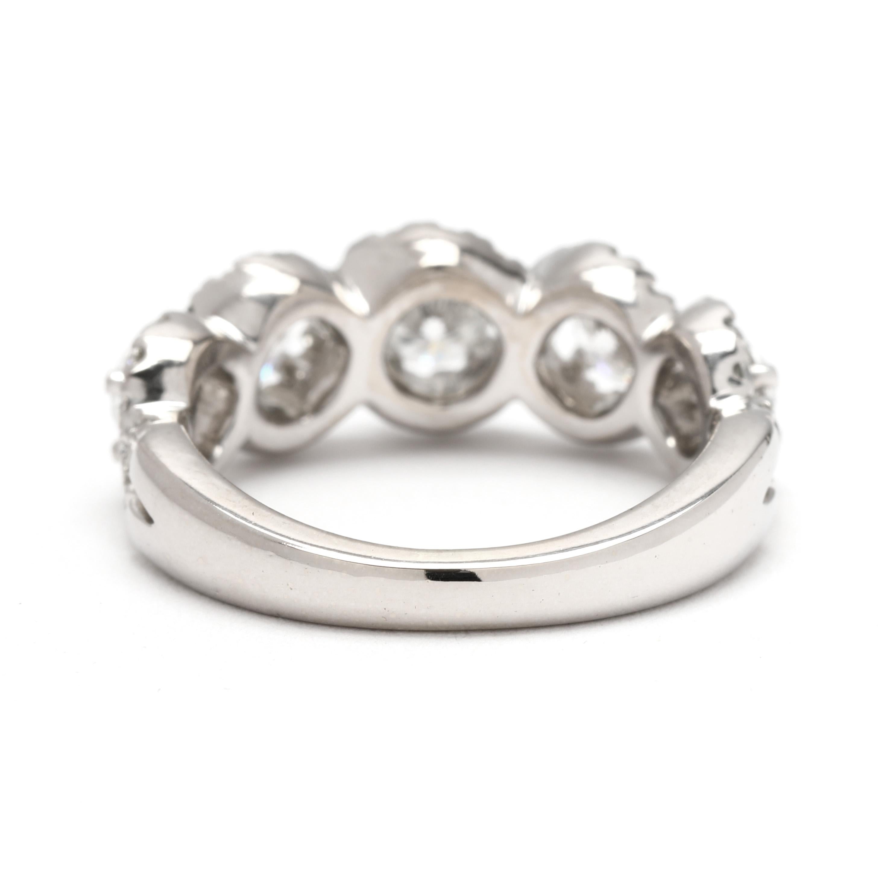Round Cut 1.54ctw The Leo Diamond Band Ring, 14k White Gold, Ring Size 5.25