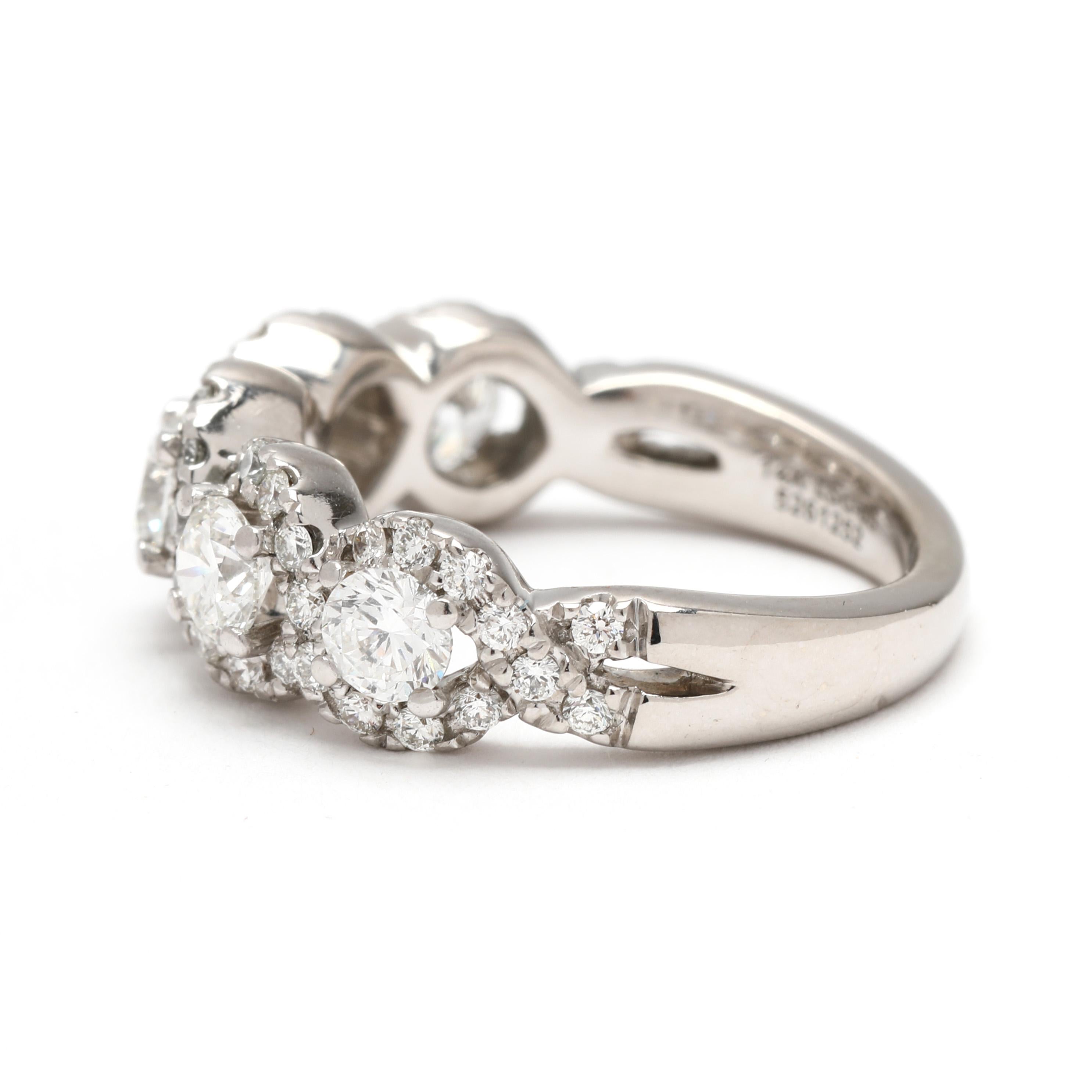 1.54ctw The Leo Diamond Band Ring, 14k White Gold, Ring Size 5.25 In Good Condition In McLeansville, NC