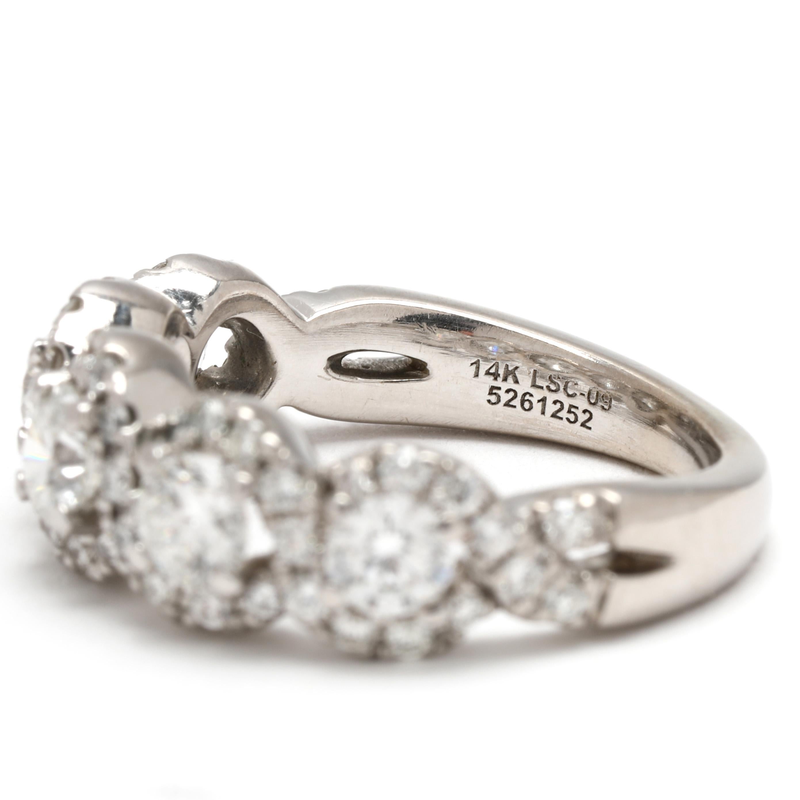 1.54ctw The Leo Diamond Band Ring, 14k White Gold, Ring Size 5.25 1