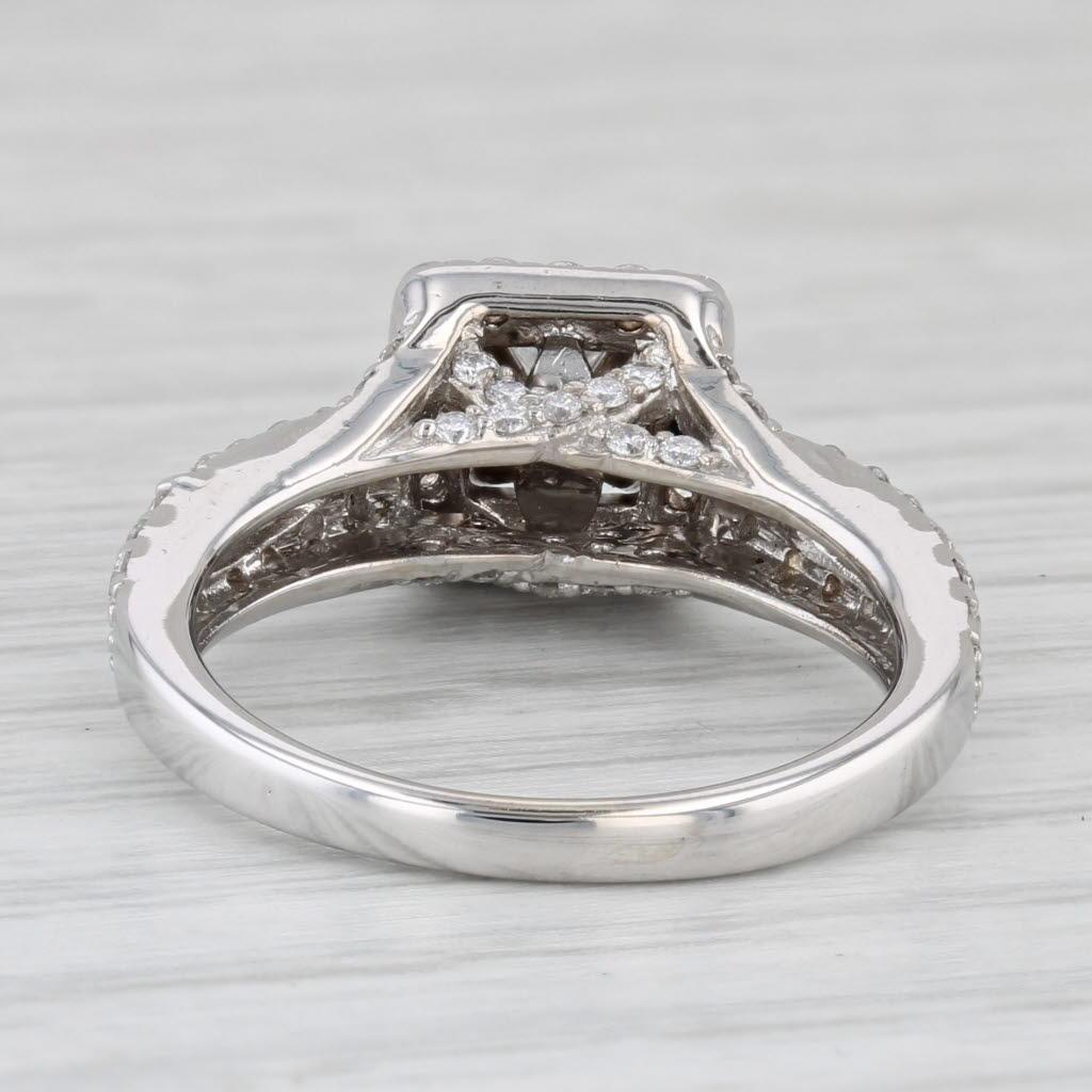 Princess Cut 1.54ctw Tolkowsky Princess Diamond Halo 14K White Gold Engagement Ring Size 6.75 For Sale