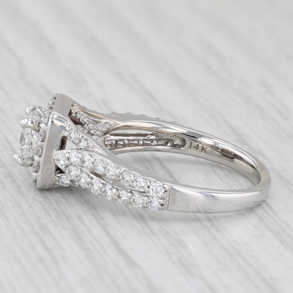 1.54ctw Tolkowsky Princess Diamond Halo 14K White Gold Engagement Ring Size 6.75 In Good Condition For Sale In McLeansville, NC