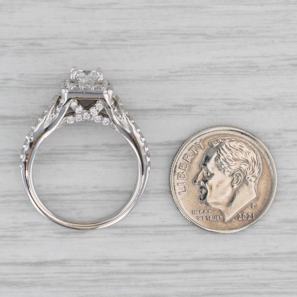 1.54ctw Tolkowsky Princess Diamond Halo 14K White Gold Engagement Ring Size 6.75 For Sale 2