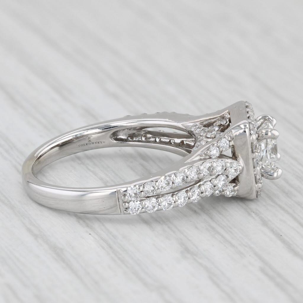 1.54ctw Tolkowsky Princess Diamond Halo 14K White Gold Engagement Ring Size 6.75 For Sale 3