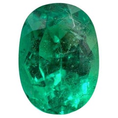 1.55 Carat AAA 9x6 Bluish Green Oval Colombian Emerald Loose Gemstone