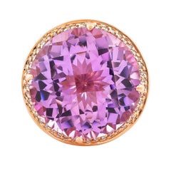 15.5 Carat Amethyst, Pink Tourmaline and Diamond Ring in 14 Karat Rose Gold