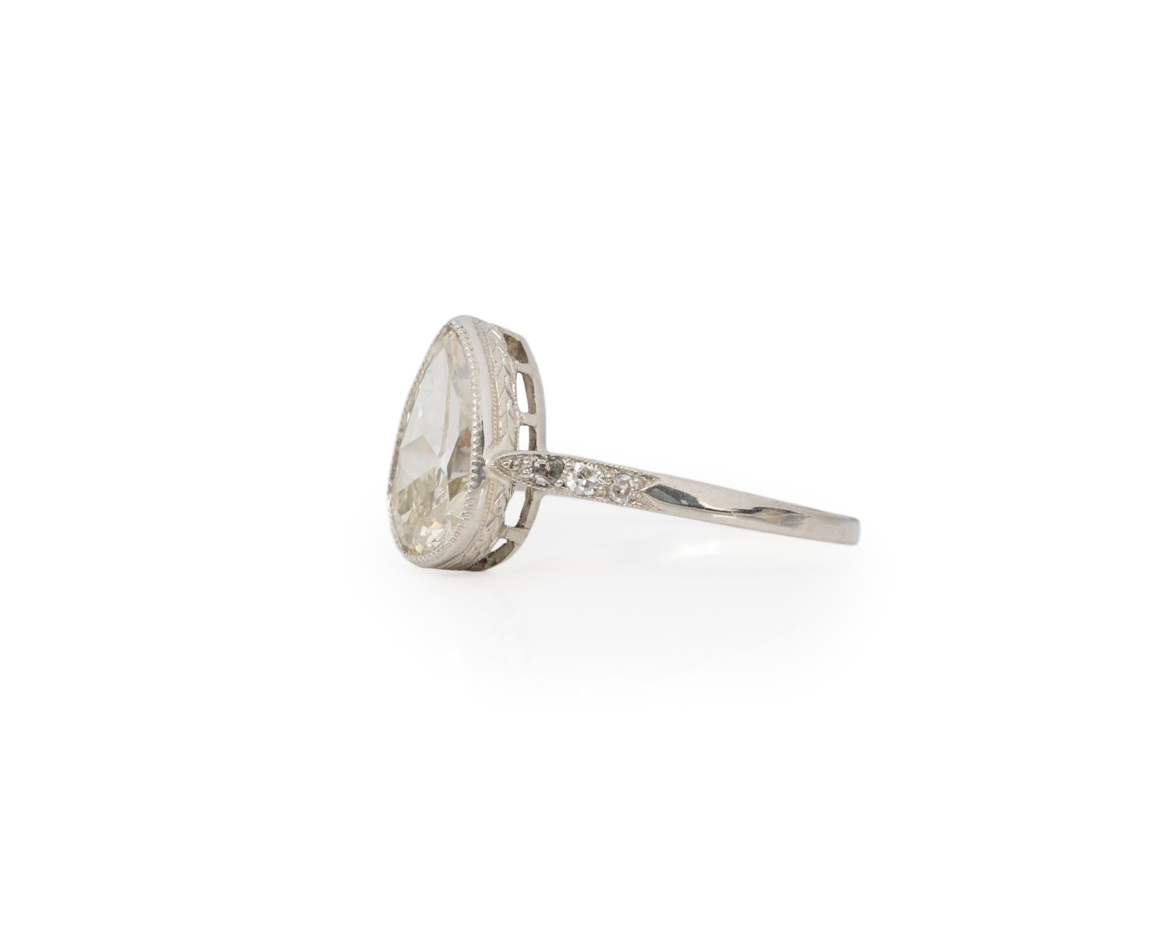 Taille vieille Europe Bague de fiançailles Art déco en platine avec diamant de 1,55 carat en vente