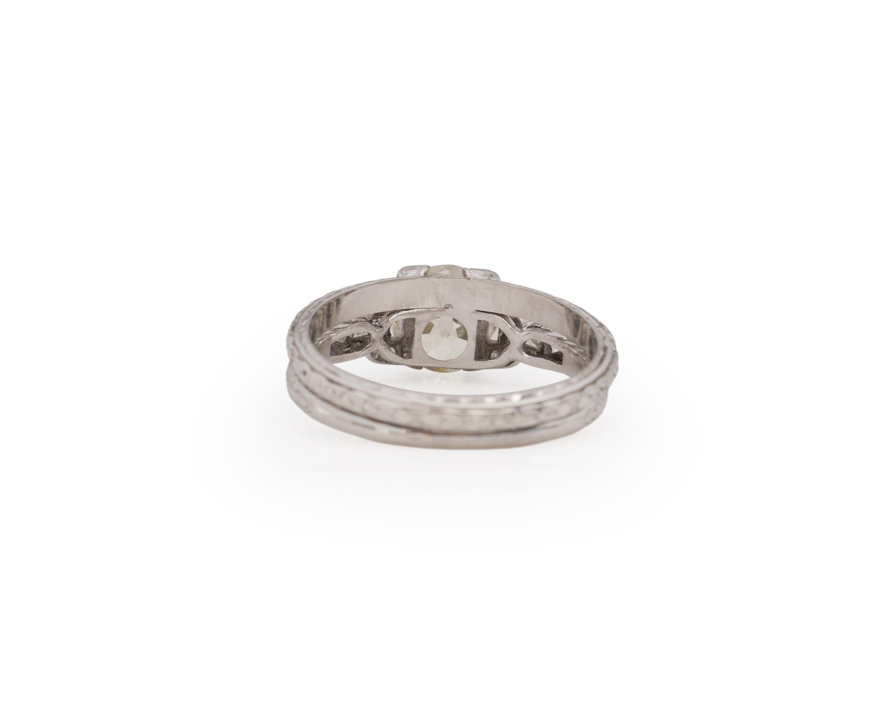 1.55 Carat Art Deco Diamond Platinum Engagement Ring In Good Condition For Sale In Atlanta, GA
