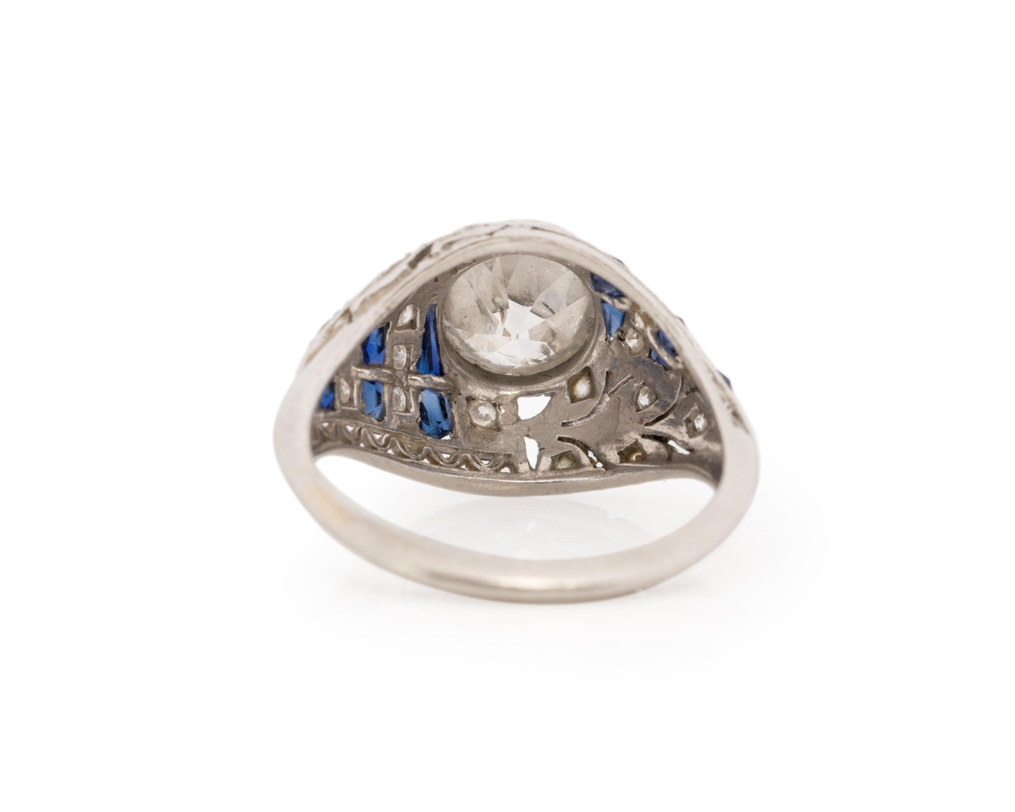 1,55 Karat Art Deco Diamant-Platin-Verlobungsring (Alteuropäischer Schliff) im Angebot