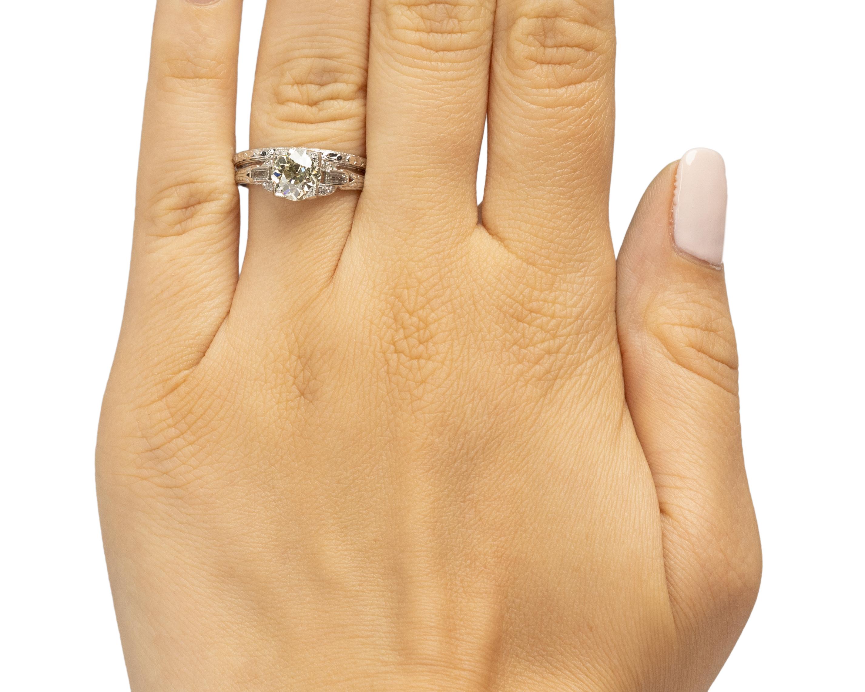 Women's 1.55 Carat Art Deco Diamond Platinum Engagement Ring For Sale