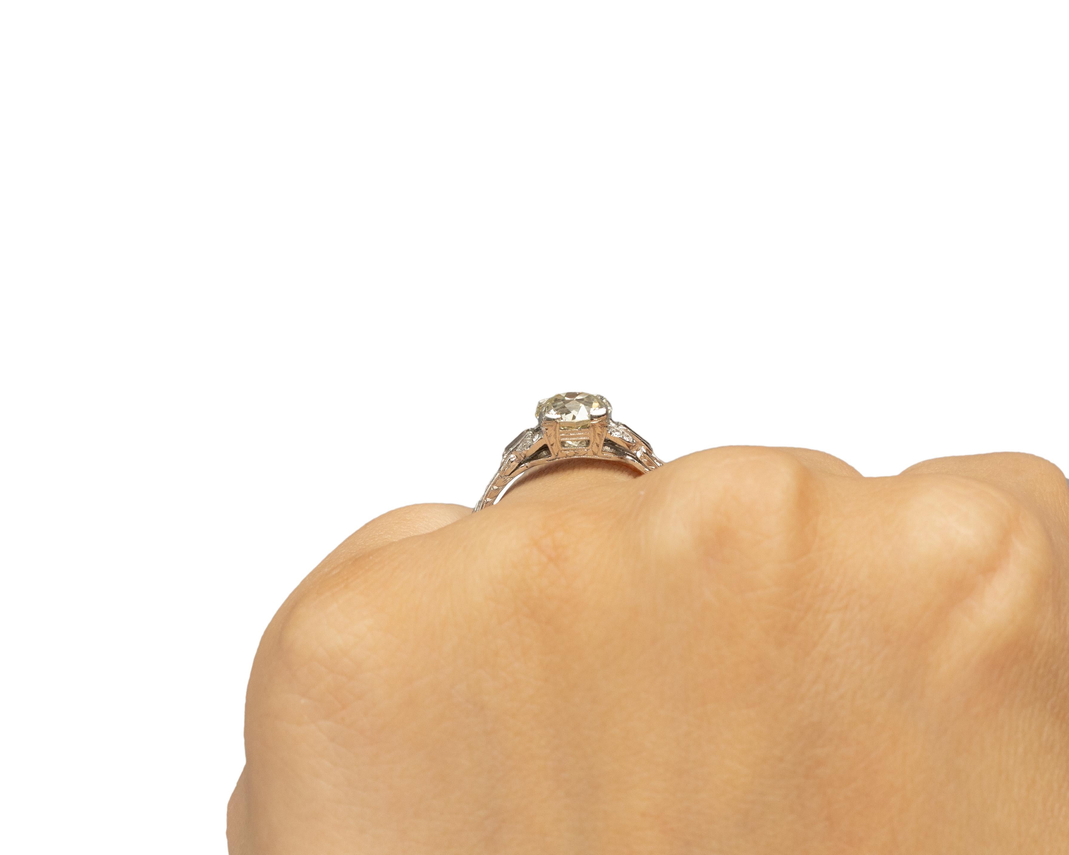 1.55 Carat Art Deco Diamond Platinum Engagement Ring For Sale 1