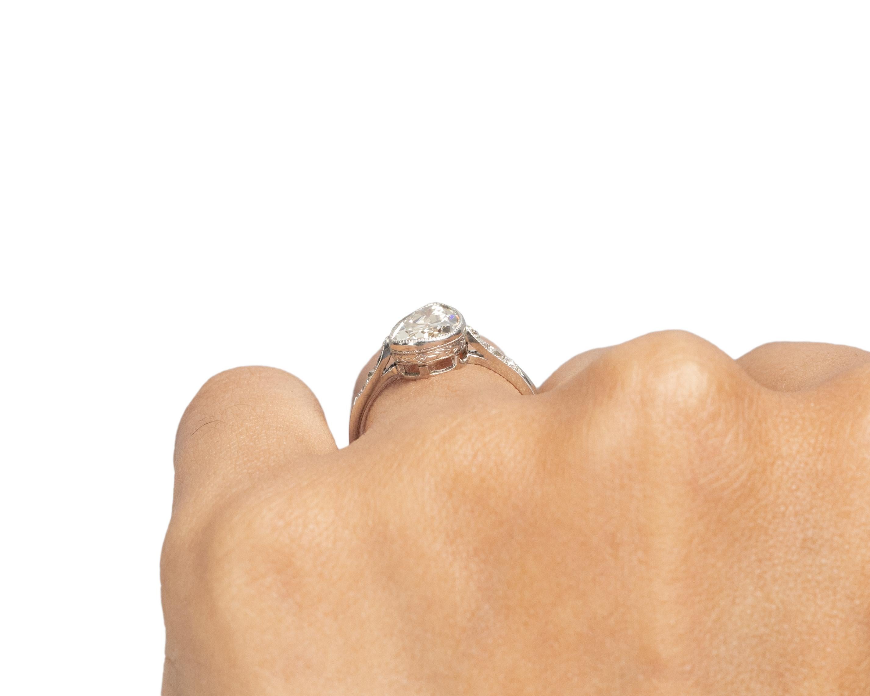 Bague de fiançailles Art déco en platine avec diamant de 1,55 carat en vente 1