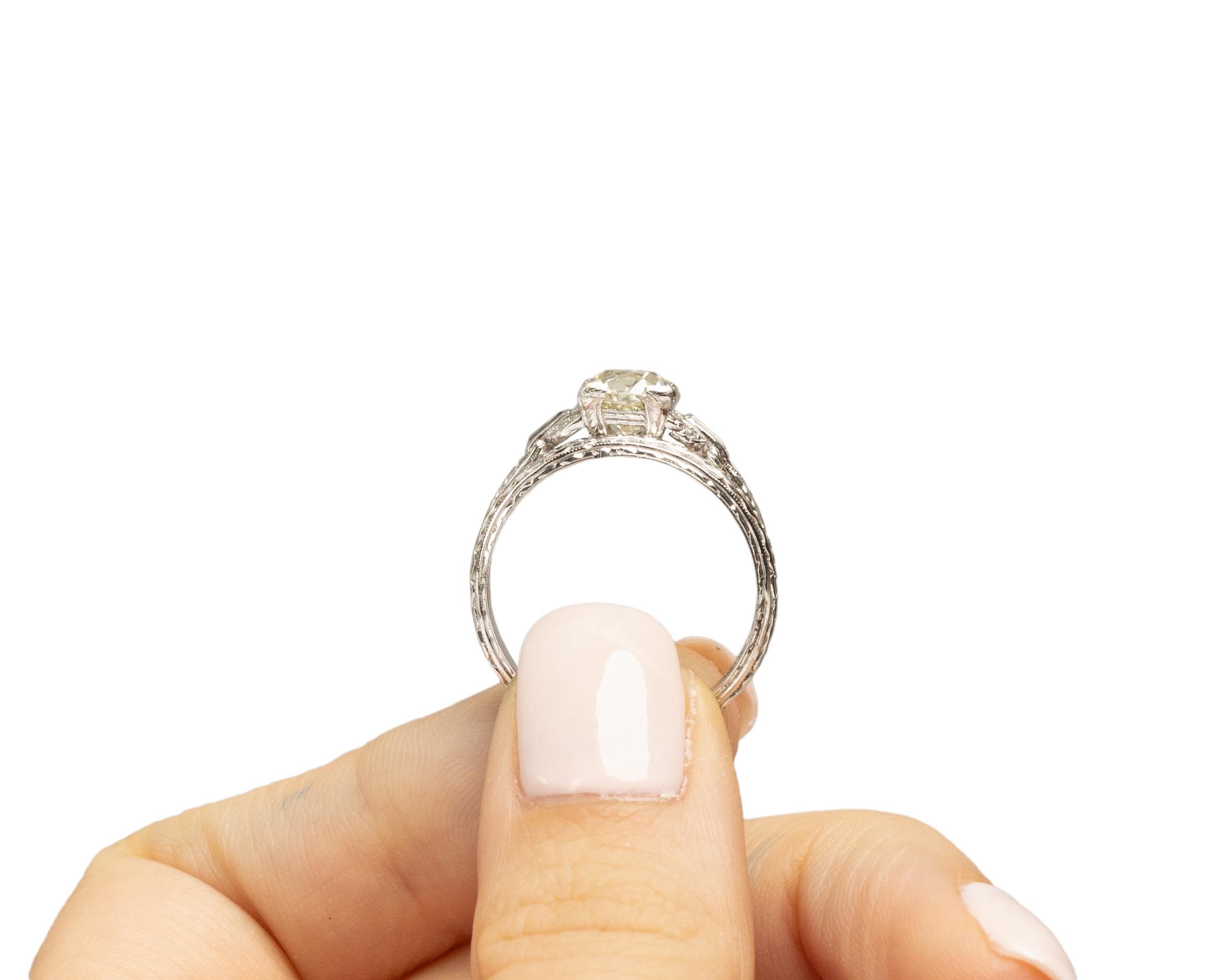 1.55 Carat Art Deco Diamond Platinum Engagement Ring For Sale 3