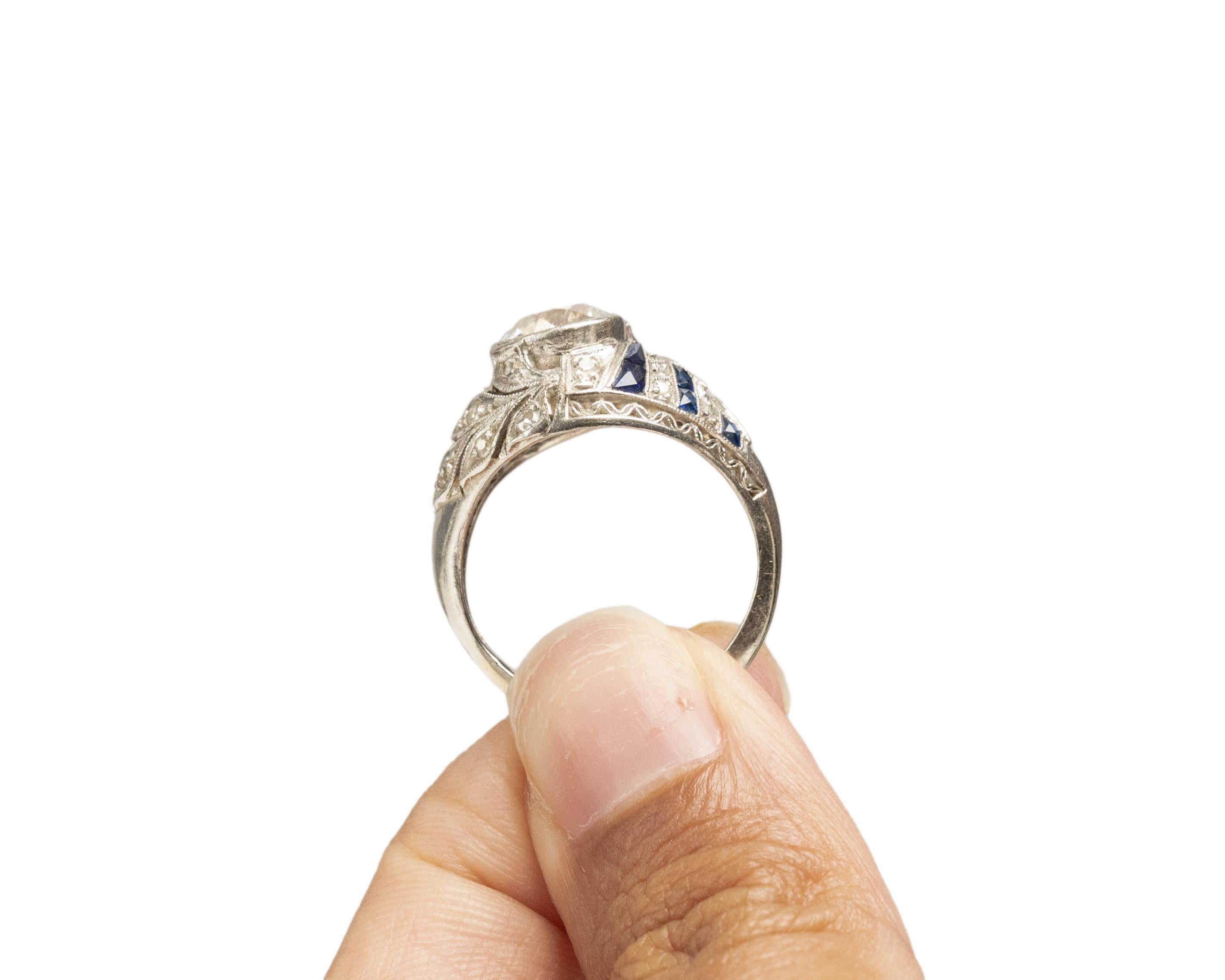 1,55 Karat Art Deco Diamant-Platin-Verlobungsring im Angebot 2