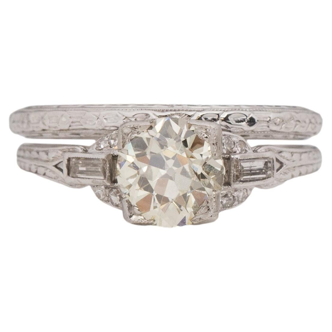 1.55 Carat Art Deco Diamond Platinum Engagement Ring For Sale