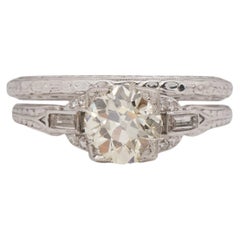 1.55 Carat Art Deco Diamond Platinum Engagement Ring
