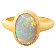 1.55 Carat Crystal Opal and 18k Gold Ring