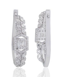 1.55 Carat Diamond 18 Karat White Gold Huggie Hoop Earrings