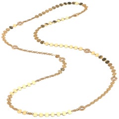 1.55 Carat Diamond and Yellow Gold Disc Necklace