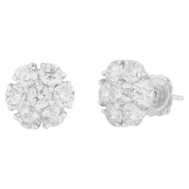 Orecchini a grappolo con diamanti da 1,55 carati in oro bianco 14K