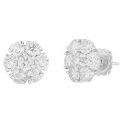 Orecchini a grappolo con diamanti da 1,55 carati in oro bianco 14K