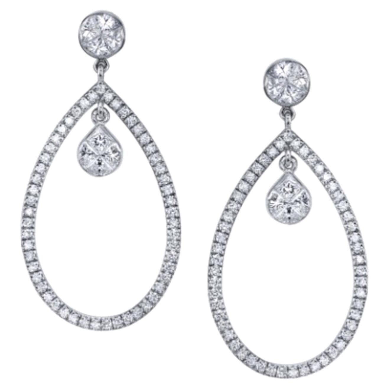 1.55 ct. t.w. Diamond, 18k White Gold, Sasha Primak Open Pear Dangle Earrings