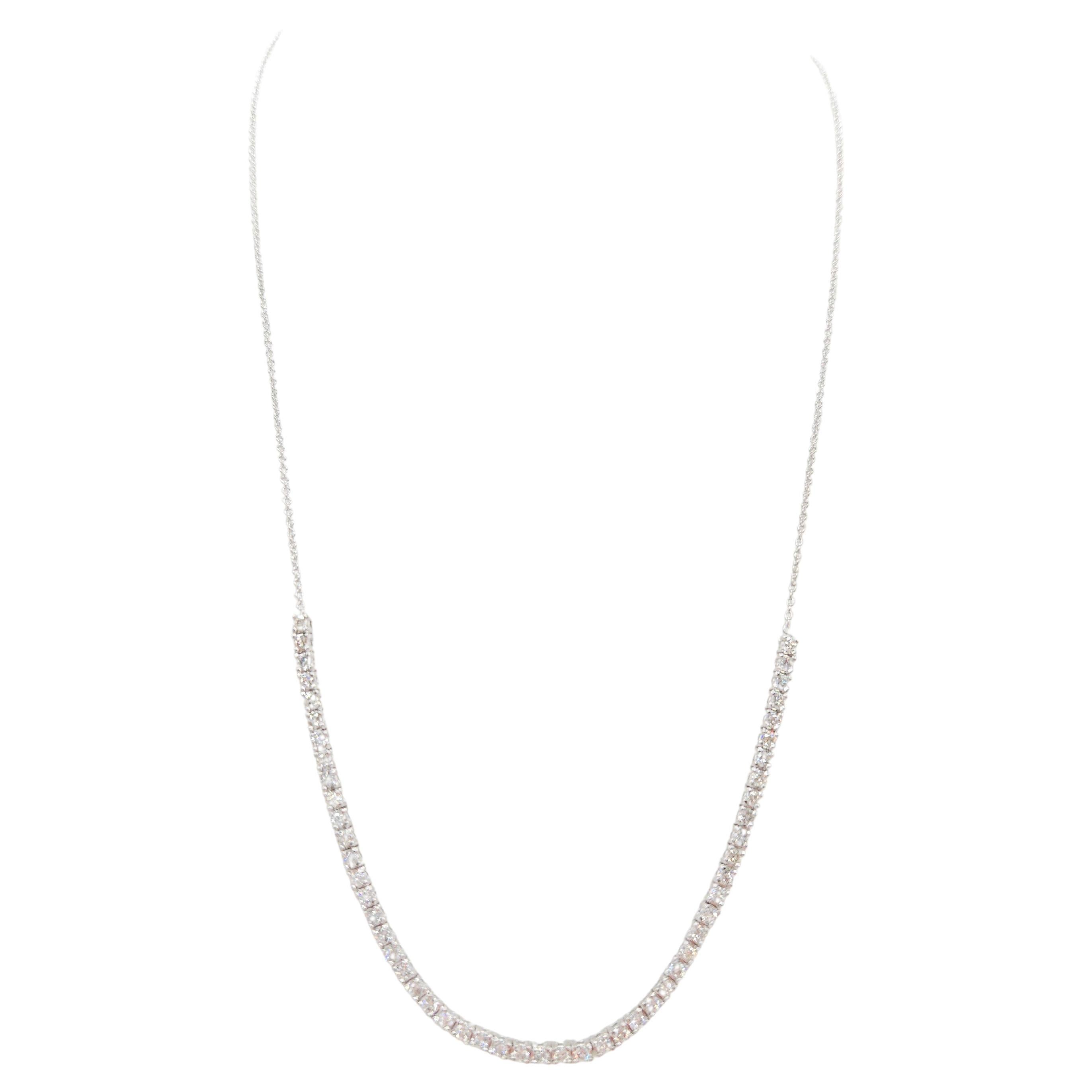 1.55 Carat Diamond Mini Tennis Necklace 14 Karat White Gold 18'' (Collier de tennis mini diamant)