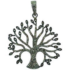 1.55 Carat Diamond Oxidize Silver Life of Tree Pendant
