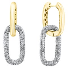 1.55 Carat Diamond Paper Clip Earrings in 14K Mix Gold