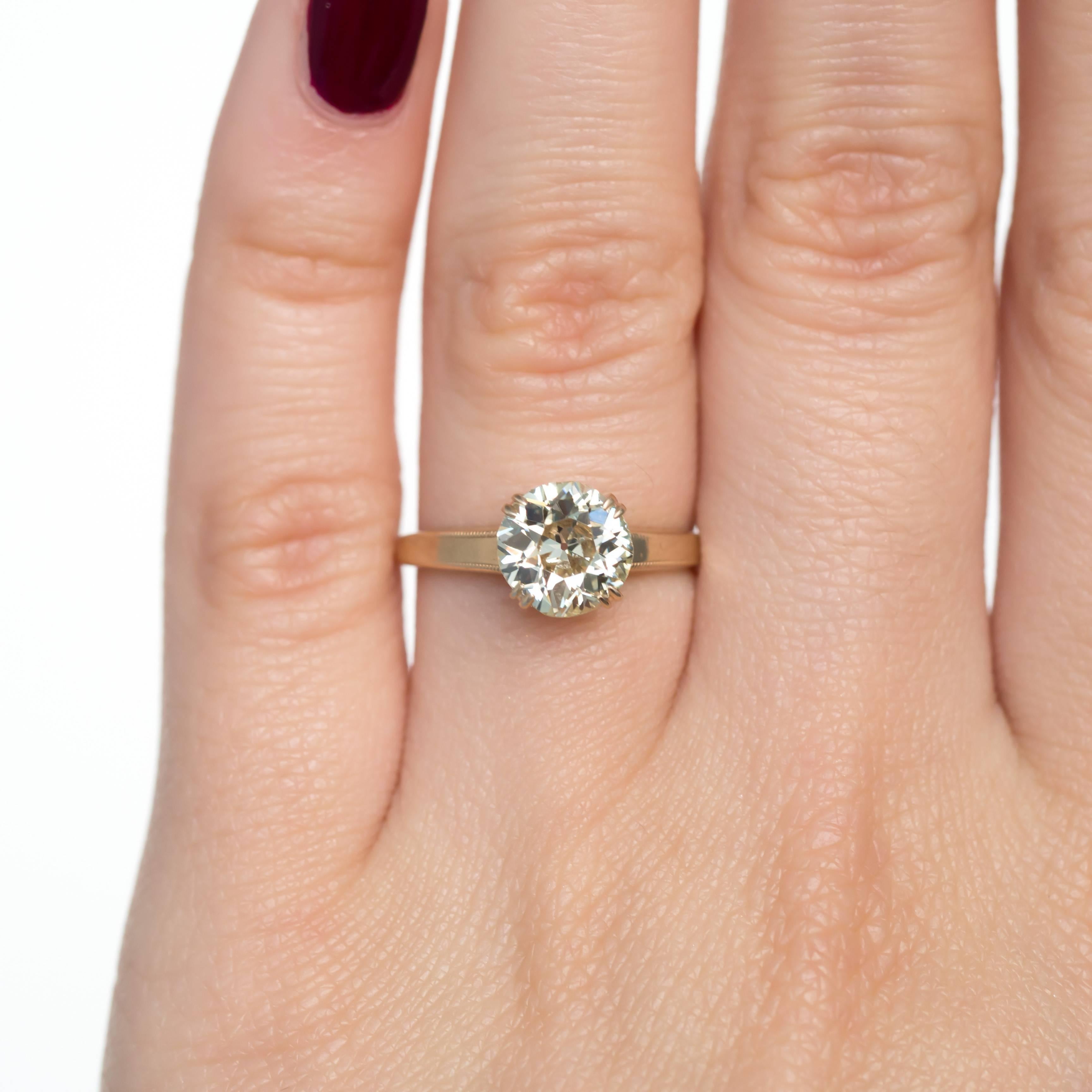 Women's 1.55 Carat Diamond Yellow Gold Engagement Ring