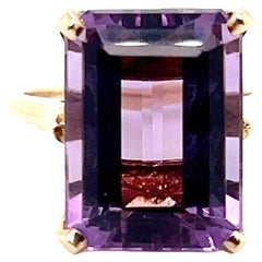 15.5 Carat Emerald Cut Amethyst Cocktail Ring