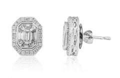 Pendientes de oro blanco de 18 quilates con diamantes talla esmeralda de 1,55 quilates