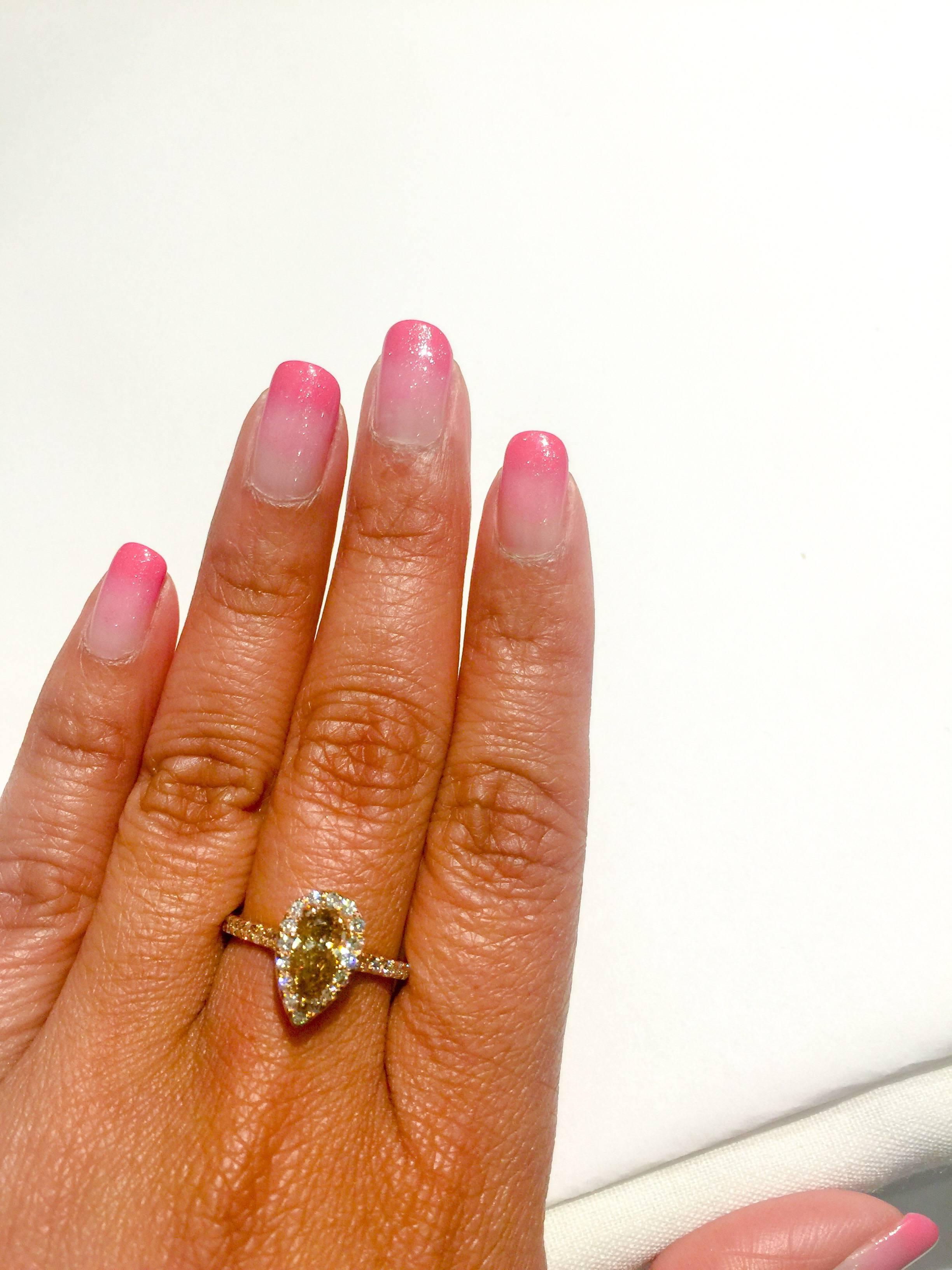 1.55 Carat Fancy Pear Cut Diamond Engagement Ring in 14K Rose Gold 1
