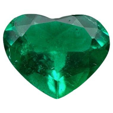 1.55 Carat Heart-Cut Colombian Emerald  Vivid Muzo Green Loose Gemstone