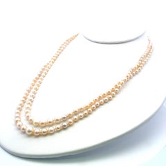 1.55 Carat Marquis Shape Diamond 2.65-7.11MM Pearl 18K White Gold Beed Necklace
