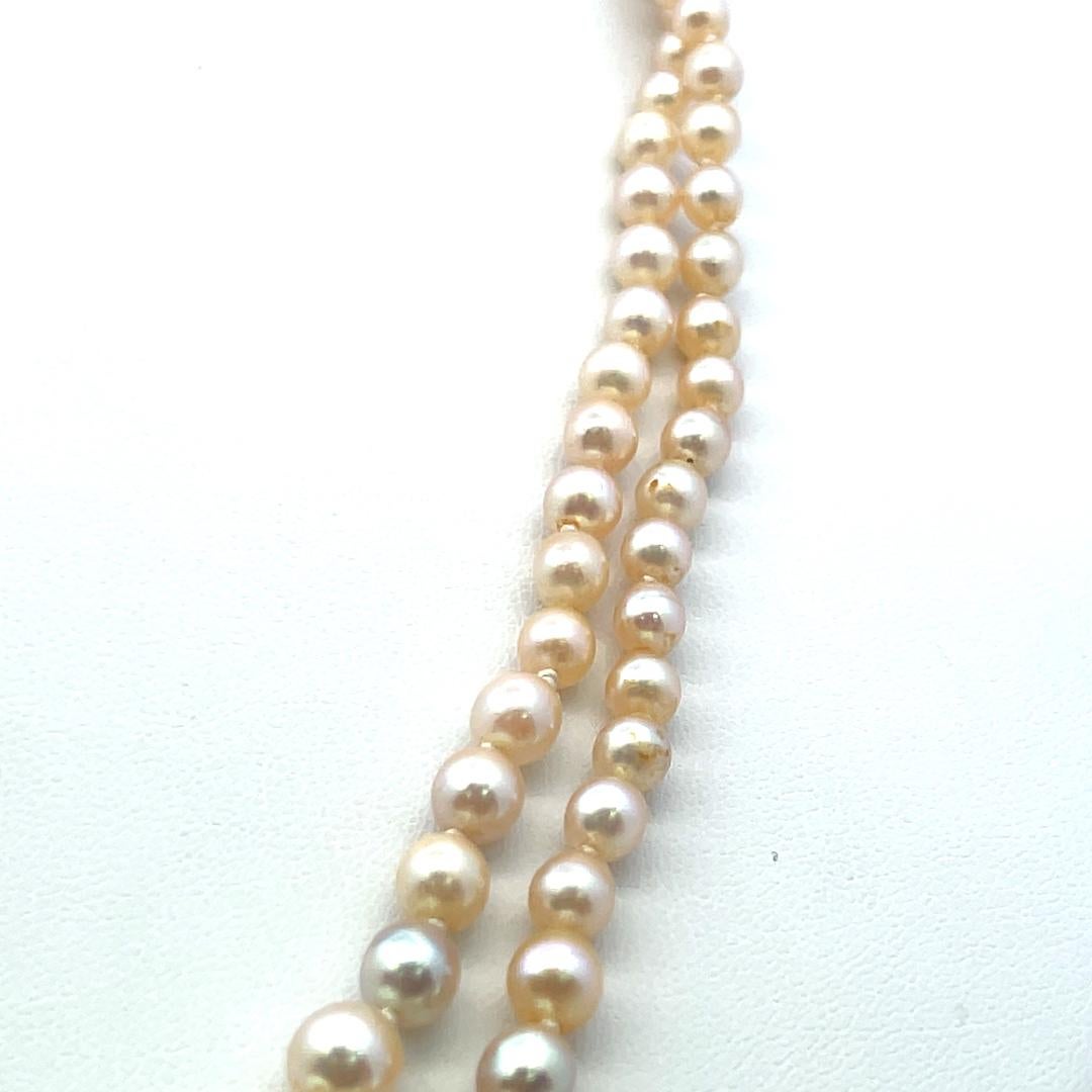 1.55 Carat Marquis Shape Diamond 2.65-7.11MM Pearl 18K White Gold Beed Necklace en vente 1