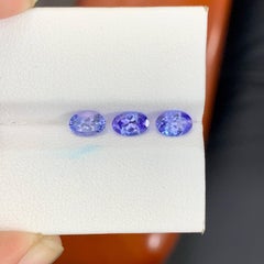 1.55 Carat Natural 3 Piece Precious Blue Tanzanite Oval Cut Tanzanian Gemstone
