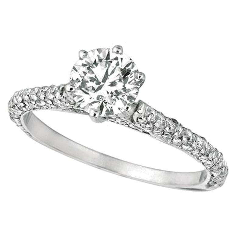 1.55 Carat Natural Diamond Engagement Ring G SI 14 Karat White Gold For Sale