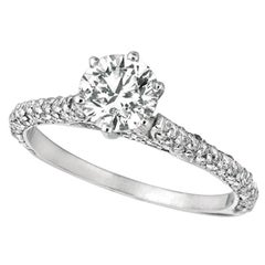 1.55 Carat Natural Diamond Engagement Ring G SI 14 Karat White Gold